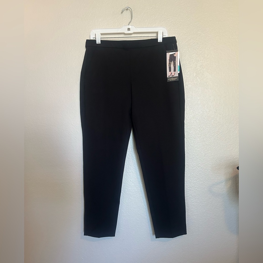 NWT Liverpool Tyler Textured Black Trousers with Elastic Waist Sz 10/30 - Picture 3 of 10